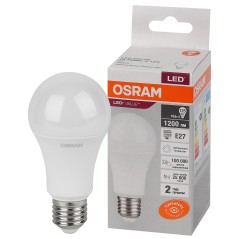 Лампа светодиодная OSRAM LED Value A, 1200лм, 15Вт (замена 125Вт), 4000К (нейтральный белый свет). Цоколь E27, колба A, угол пуч