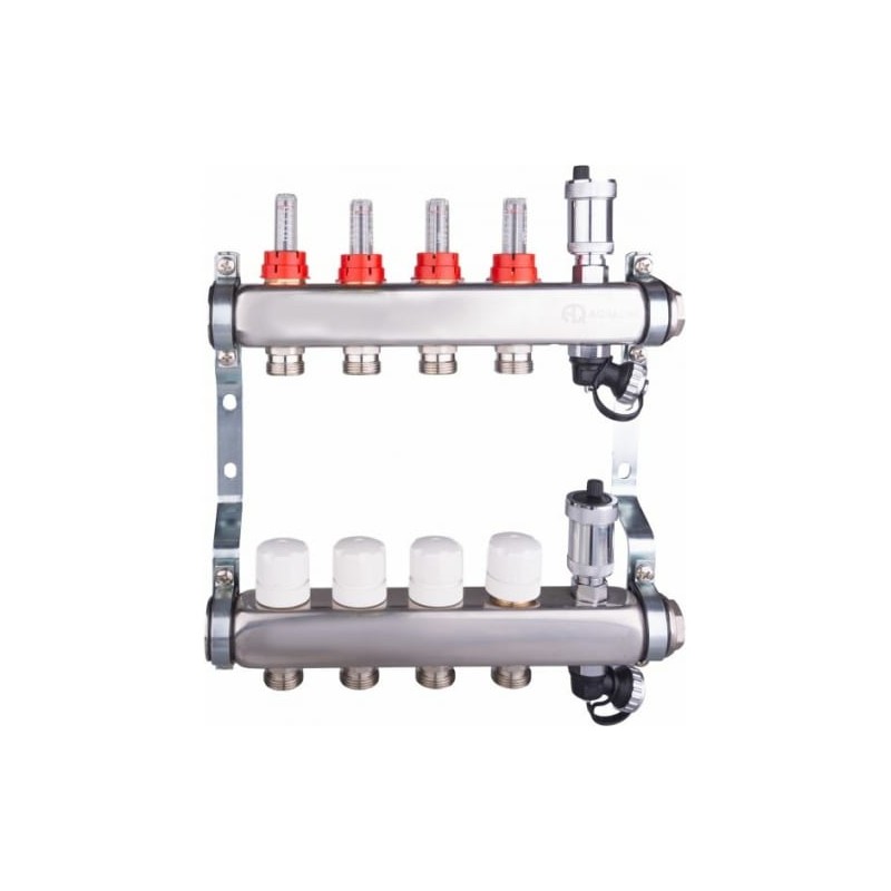 Группа коллекторная со встроенными расходомерами всборе 1'x6 выходов евроконус 3/4' из нержавеющейст