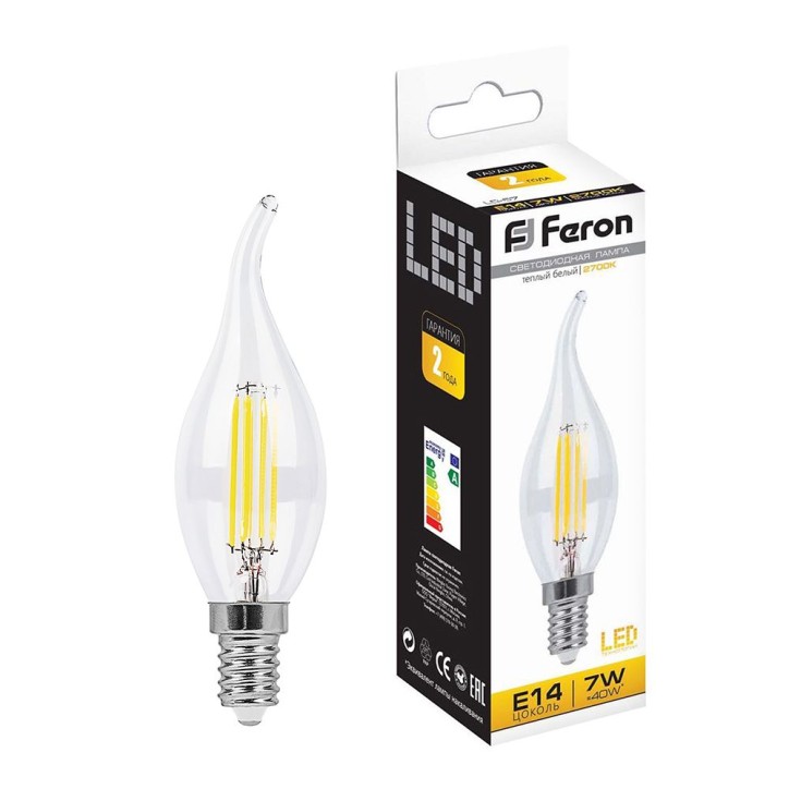 Лампа светодиодная LED 7вт Е14 теплый свеча на ветру FILAMENT Лампа светодиодная LED 7вт Е14 теплый свеча на ветру FILAMENT