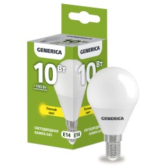Лампа светодиодная G45 шар 10Вт 230В 3000К E14 GENERICA
