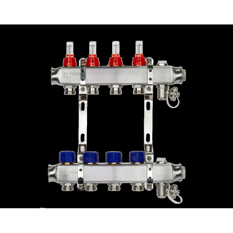 Комплект коллекторов SSM-9RF set с расходомерами и кронштейнами, 9 контуров