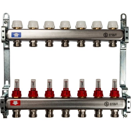 Коллектор из нержавеющей стали с расходомерами 7 вых.