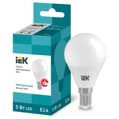 Лампа LED G45 шар 5Вт 230В 4000К E14 IEK