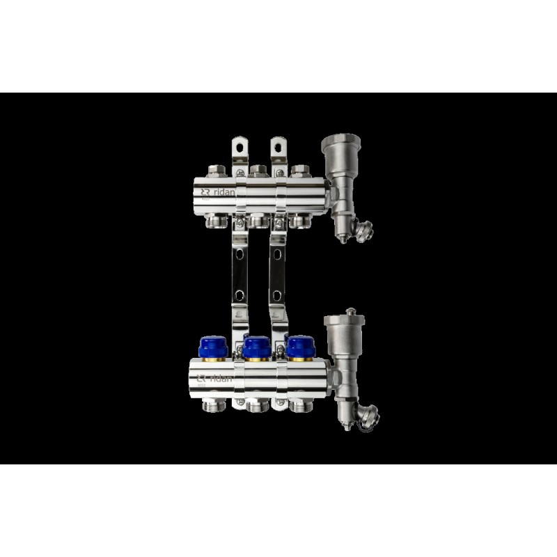 Комплект коллекторов FHF-3R set с кронштейнами и воздухоотводчиками, 3 контура