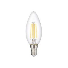 Лампа светодиодная декоративная LED 6w E14 4000K св еча прозрачная филамент 230/50 Jazzway