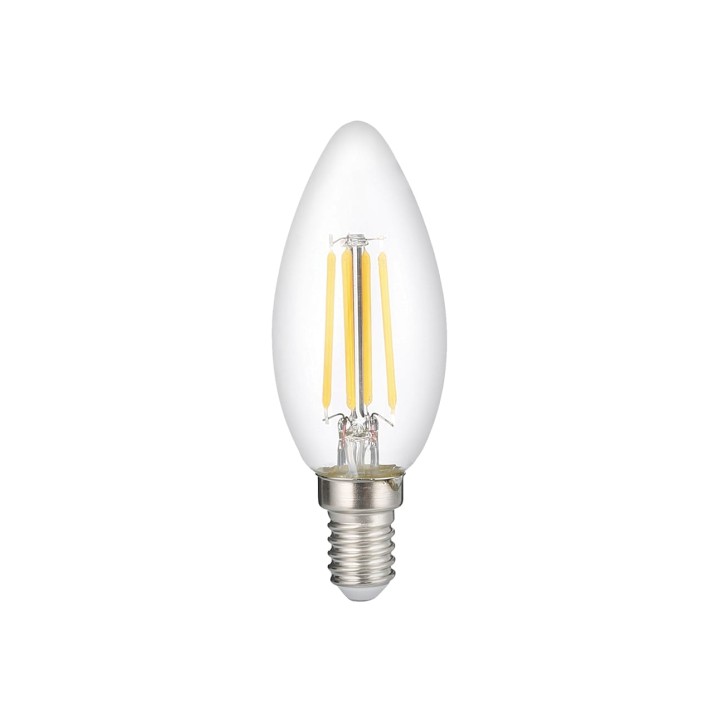 Лампа светодиодная декоративная LED 6w E14 4000K св еча прозрачная филамент 230/50 Jazzway Лампа светодиодная декоративная LED 6w E14 4000K св еча прозрачная филамент 230/50 Jazzway