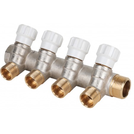 Коллектор 1'x4 выхода 1/2' НР с вентилями