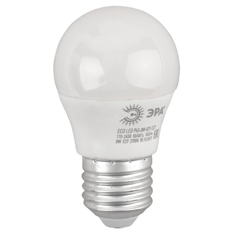 LED лампа P45-8W-827-E27 (диод, шар, 8Вт, тепл, E27)