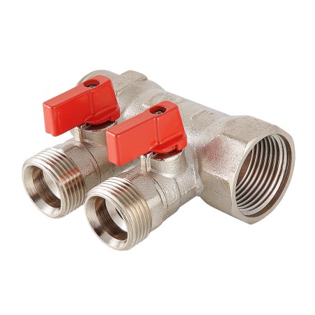 Коллектор 1'x2 выхода Евроконус 3/4 с отсекающими кранами