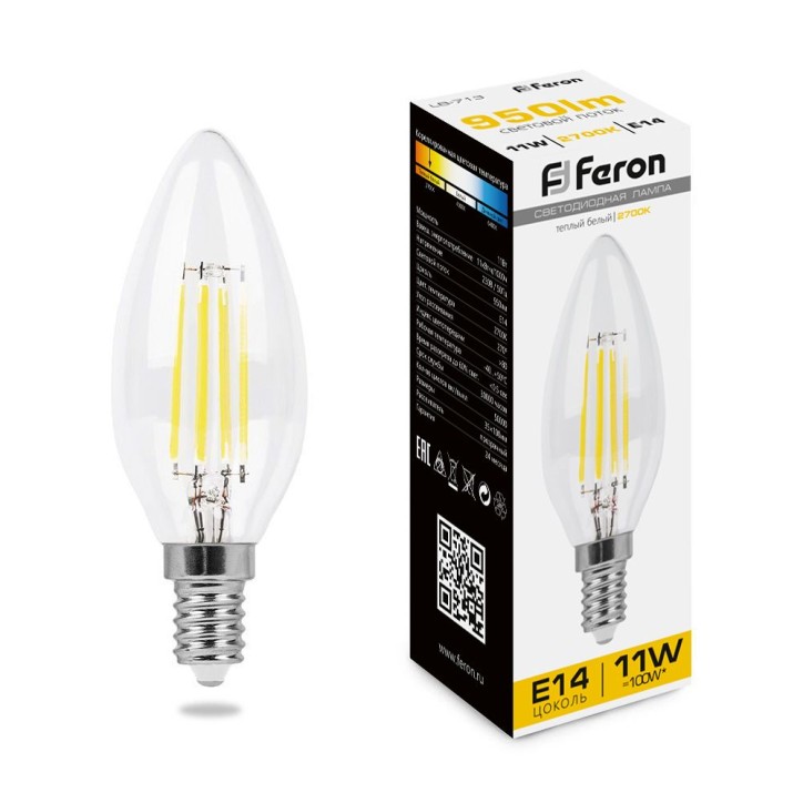 Лампа светодиодная LED 11вт Е14 теплый свеча FILAMENT Лампа светодиодная LED 11вт Е14 теплый свеча FILAMENT