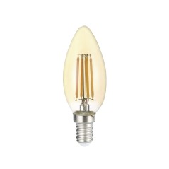 Лампа сетодиодная декоративная LED 6w E14 4000K свеча золотая филамент 230/50 Jazzway
