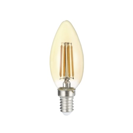 Лампа сетодиодная декоративная LED 6w E14 4000K свеча золотая филамент 230/50 Jazzway