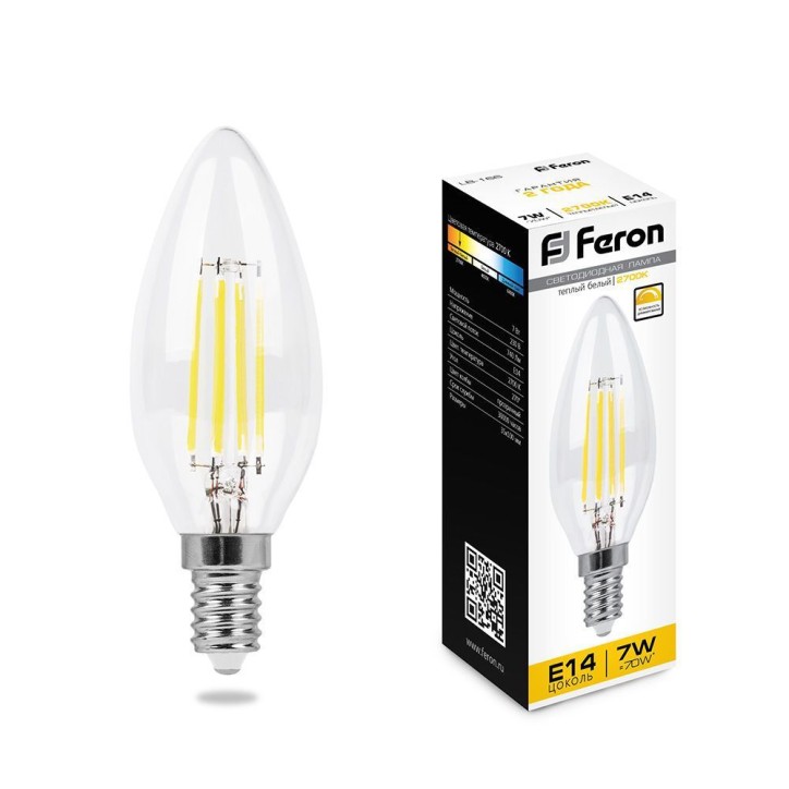 Лампа светодиодная LED 7вт Е14 теплый свеча FILAMENT диммируемая Лампа светодиодная LED 7вт Е14 теплый свеча FILAMENT диммируемая
