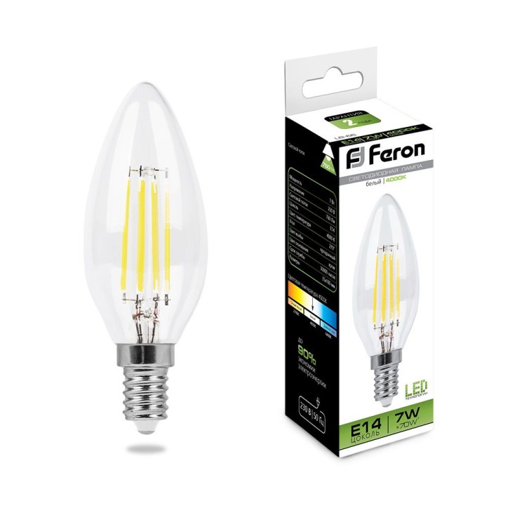 Лампа светодиодная LED 7вт Е14 белый свеча FILAMENT Лампа светодиодная LED 7вт Е14 белый свеча FILAMENT