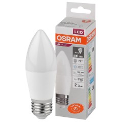 Лампа светодиодная OSRAM LED Value B, 800лм, 10Вт (замена 75Вт), 6500К (холодный белый свет). Цоколь E27, колба B, угол пучка 20