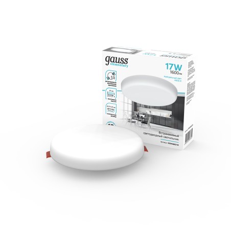 Светильник светодиодный ДВО 17 Вт 1600 лм 4000К AC 220В IP20 круг D119х29мм монт d95мм Алюминий безр