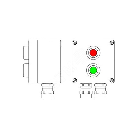 Взрывозащищенный пост управления из алюминия CPE-A-12 -(1xP1G(11) -1xP1R(11)) - 2x6018AASBKGM2SB(C)1Ex d e IIC T6 Gb / Ex tb III