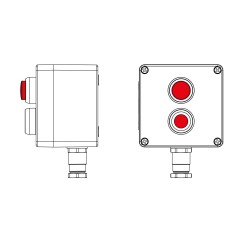 Взрывозащищенный пост управления из полиэстера CPE-P-03-(1xP1R(11)-1xLR(250))-1xKH2MHK(C)1Ex d e IIC Т5 Gb / Ex tb IIIC T95°C Db