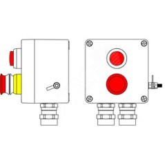 Взрывозащищенный пост управления из полиэстера CPE-Р-03 -(1xLR(250) -1xP3E(11)) - 2x6018AASBKGM2SB(C)1Ex d e IIC T6 Gb / Ex tb I