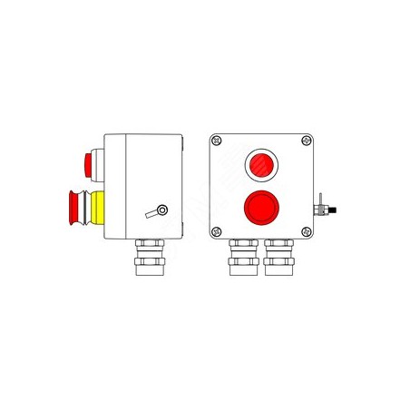 Взрывозащищенный пост управления из полиэстера CPE-Р-03 -(1xLR(250) -1xP3E(11)) - 2x6018AASBKGM2SB(C)1Ex d e IIC T6 Gb / Ex tb I