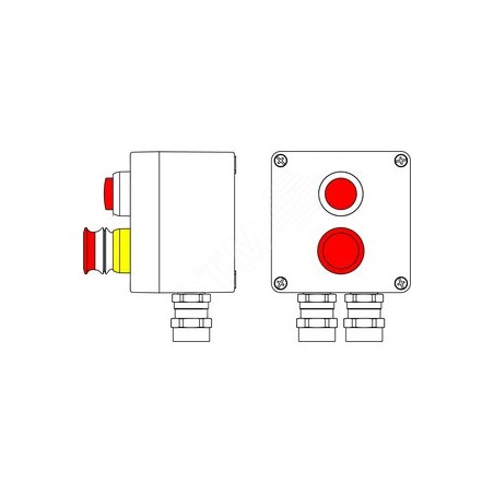 Взрывозащищенный пост управления из алюминия CPE-A-12 -(1xLR(220) -1xP3E(11)) - 2x6018AASBKGM2SB(C)1Ex d e IIC T6 Gb / Ex tb III