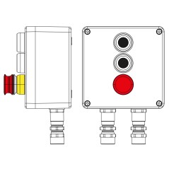 Взрывозащищенный пост управления из полиэстера CPE-P-05-(2xP1B(11)-1xP3E(11))-2xKA2MHK(C)1Ex d e IIC Т5 Gb / Ex tb IIIC T95°C Db