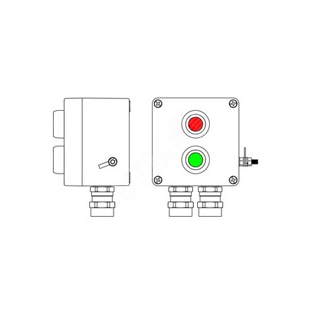 Взрывозащищенный пост управления из полиэстера CPE-Р-03 -(1xP1G(11) -1xP1R(11)) - 2x6018AASBKGM2SB(C)1Ex d e IIC T6 Gb / Ex tb I
