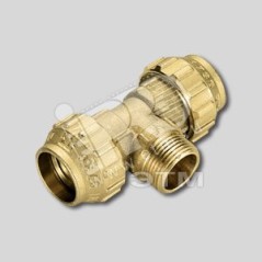 Тройник 20x1/2'x20 с наружной резьбой латунный для ПНД труб