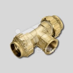 Тройник 20x1/2'x20 с внутренней резьбой латунный для ПНД труб