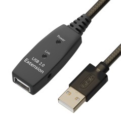 Удлинитель USB 2.0 AM на AF, 10 м., активный, с усилителем сигнала, разъем для доп.питания, GCR-53806