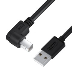 Кабель USB 2.0 AM на BM, 1.5 м., угловой левый, черный, GCR-UPC3M2-BB2S-1.5m