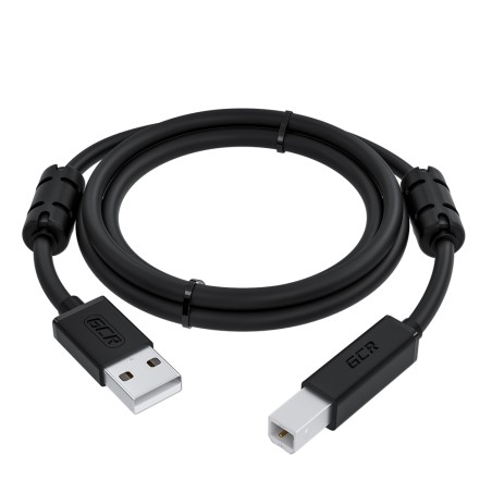 Кабель USB 2.0 AM на BM, 0.75 м., черный, ферритовые кольца, GCR-52416