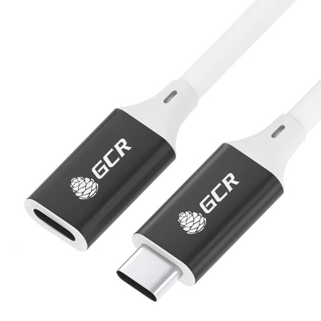 Удлинитель USB 3.1 Type C на Type С, 3 м., AL белый-черный, армированный, GCR-53735