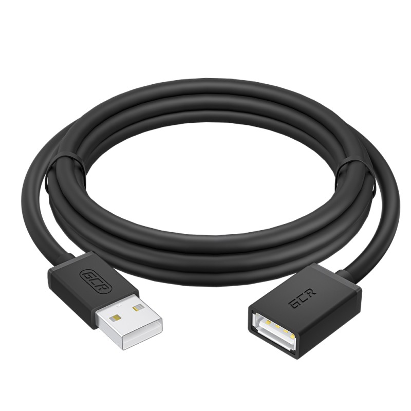 Удлинитель USB 2.0 AM на AF, 0.5 м., черный, морозостойкий, GCR-UEC6M-BB2S-0.5m