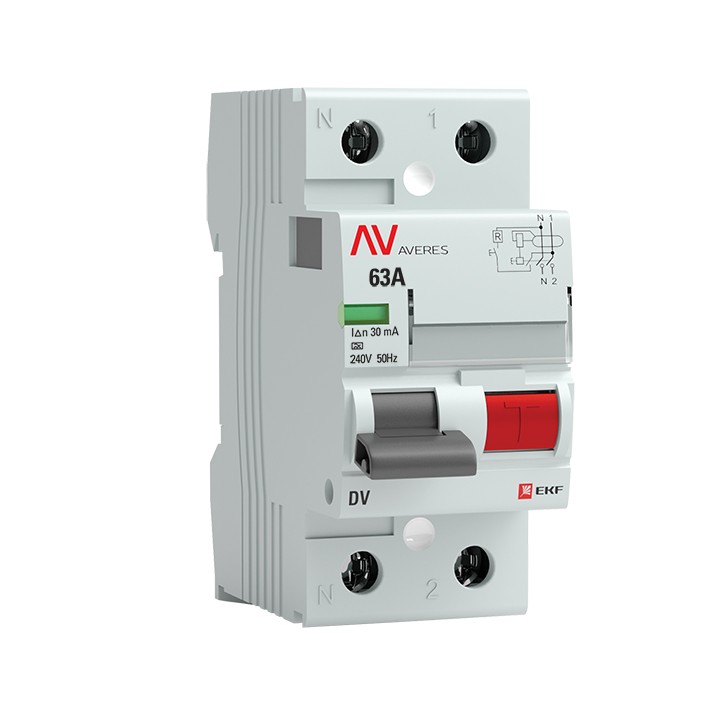Устройство защитного отключения DV 2P 63А/30мА (A) AVERES