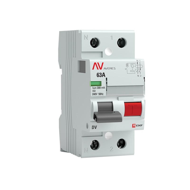 Устройство защитного отключения DV 2P 63А/300мА (AC) AVERES