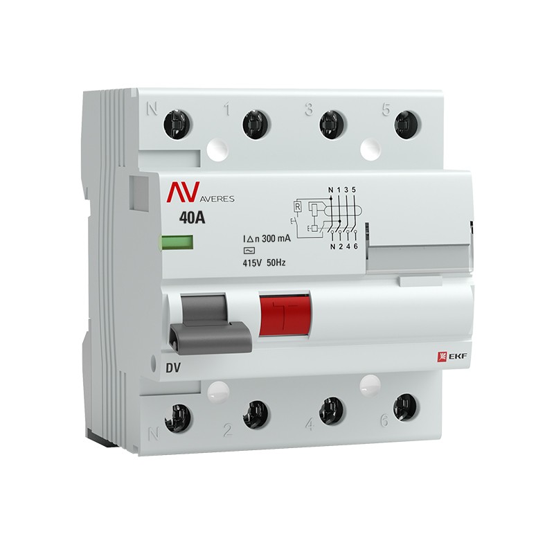 Устройство защитного отключения DV 4P 40А/300мА (AC) AVERES