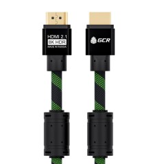 Кабель HDMI 2.1, Ultra HD 19М на 19 М, 2 м., AL черный-зеленый нейлон, ферритовые кольца, GCR-51871