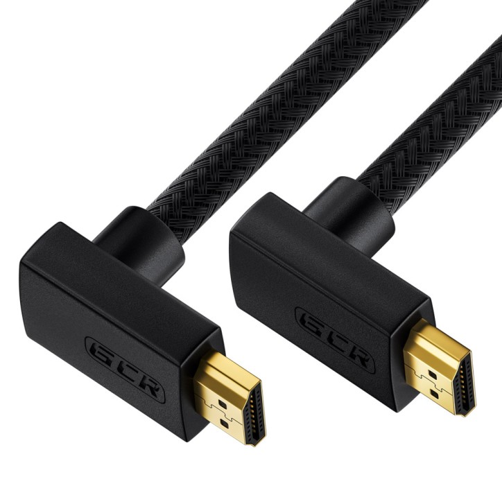 Кабель HDMI 2.0, Ultra HD 19М на 19М, 1 м., угловой, черный нейлон, GCR-53271