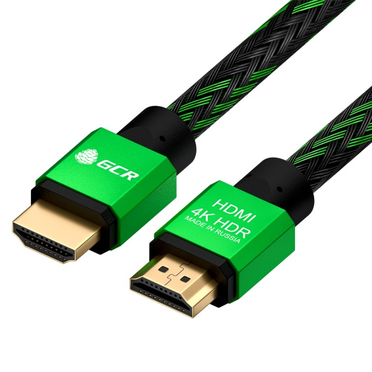 Кабель HDMI 2.0, Ultra HD 19М на 19М, 0.5 м., AL зеленый нейлон, GCR-51484