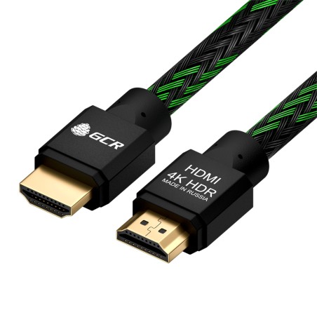 Кабель HDMI 2.0, Ultra HD 19М на 19М, 1.5 м., AL черный-зеленый нейлон, GCR-52161