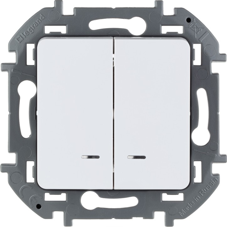 Выключатель двухклавишный с подсветкой/индикацией INSPIRIA 10 AX 250 В~ белый