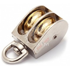 Блок для троса двойной 15мм металлический шкив (трос 5мм) оцинкованный