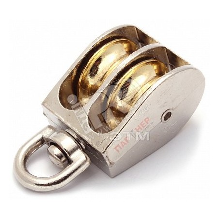Блок для троса двойной 15мм металлический шкив (трос 5мм) оцинкованный