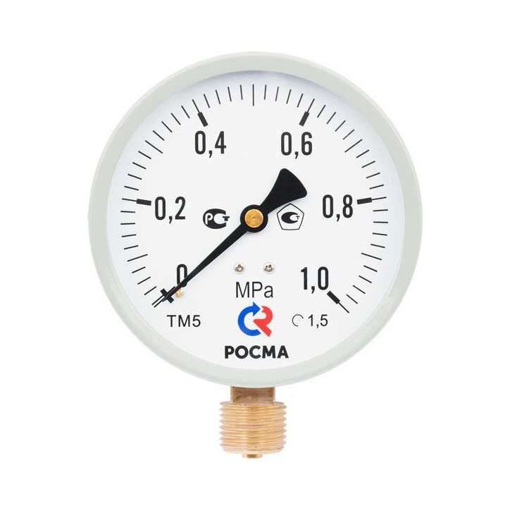Манометр М2 радиальный ТМ-510Р.00 0...1.0 МРа 1/2' кл.1.5., цвет-серый