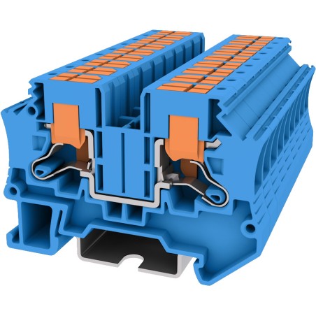 Клемма TP 1-1 проходная с боковой вводом провода .Push-in, сечение 6 мм. кв., синяя