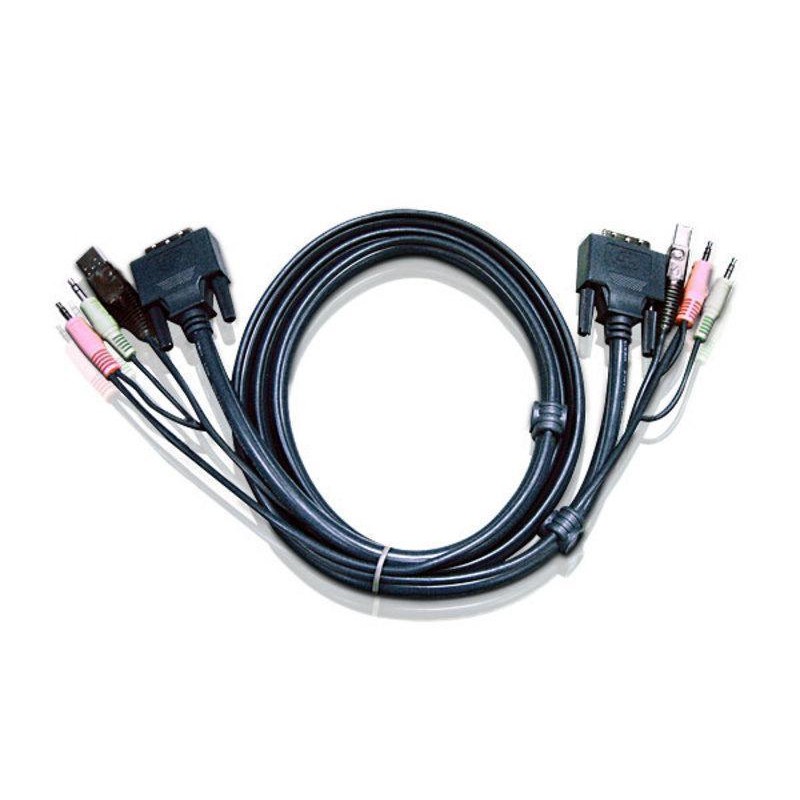 Кабель KVM USB(тип А Male)+DVI-D(Male)+2хАудио(Male) «-» USB(тип B Male)+DVI-D(Male)+2хАудио(Male) 1,8м., черный./ CABLE DVI/USB