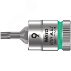 Головка торцевая 8767 A HF TORX Zyklop со вставкой DR 1/4 с функцией фиксации крепежа TX 9 x 28 мм