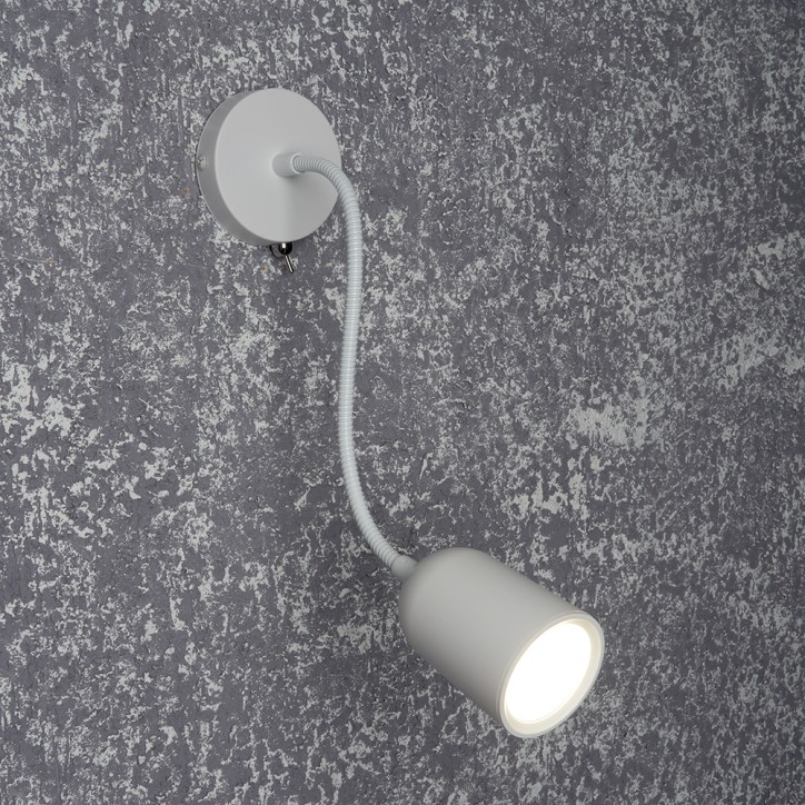 Светильник ДБО GU10 без лампы на гибком основании с выключателем белый