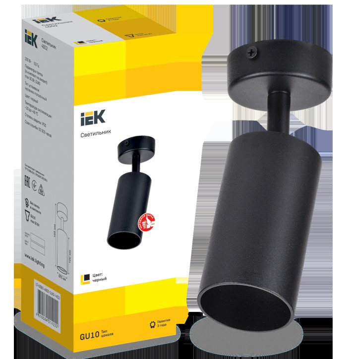 LIGHTING Светильник 4002 накладной настено-потолочный под лампу GU10 черный IEK LIGHTING Светильник 4002 накладной настено-потолочный под лампу GU10 черный IEK